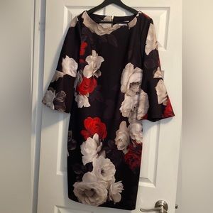 Calvin Klein Floral Dress with Bell Sleeves